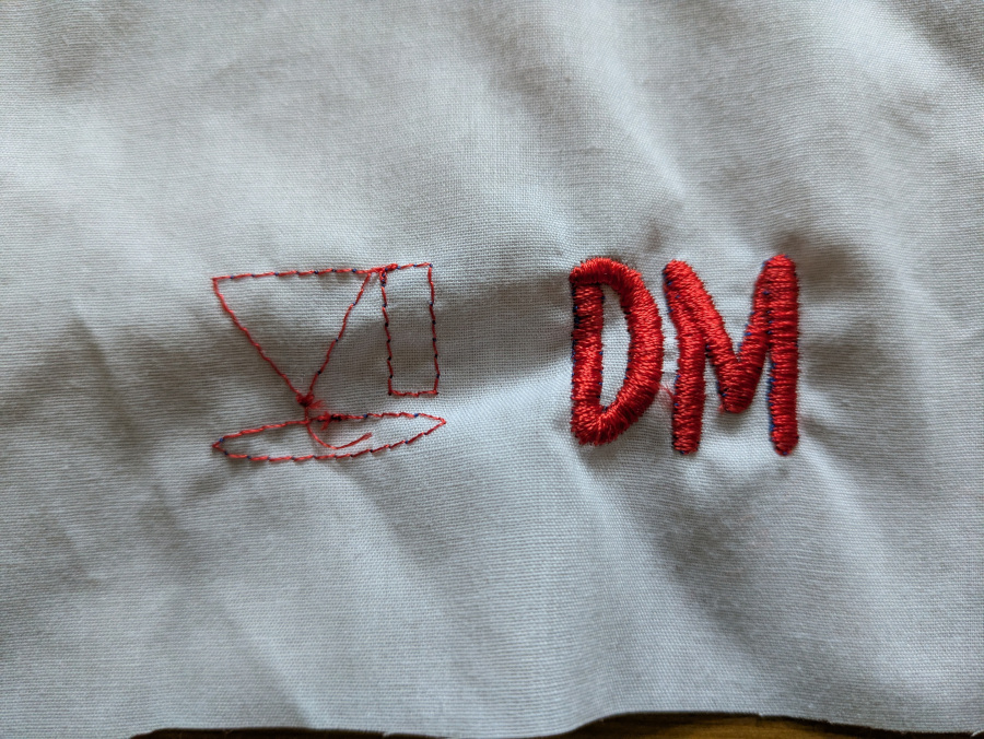 Some simple shapes and text from Inkstitch